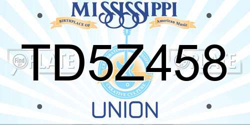 TD5Z458 Mississippi License Plate