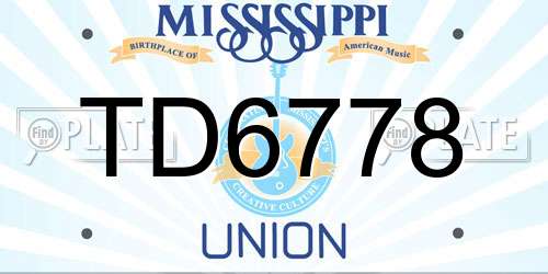 TD6778 Mississippi License Plate