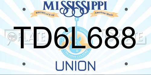 TD6L688 Mississippi License Plate