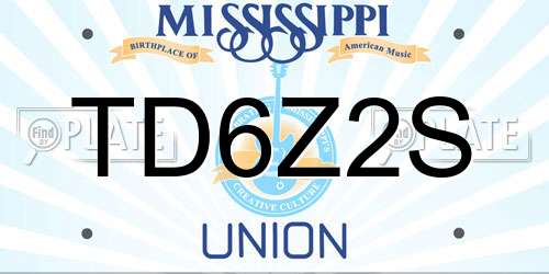 TD6Z2S Mississippi License Plate