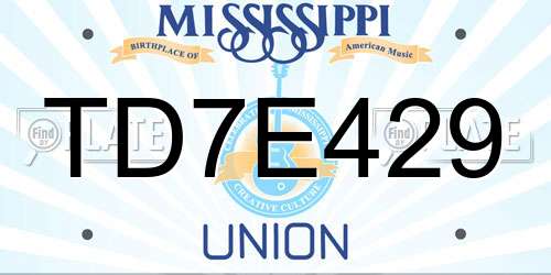 TD7E429 Mississippi License Plate