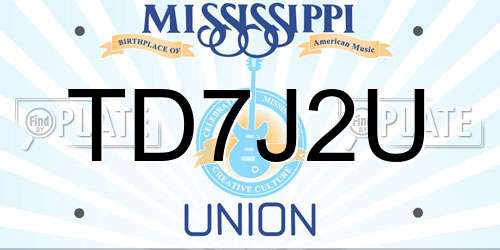 TD7J2U Mississippi License Plate