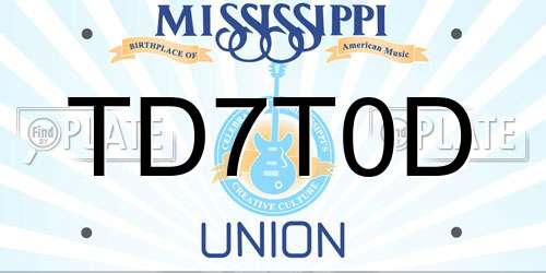 TD7T0D Mississippi License Plate