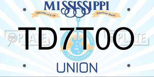 TD7T0O Mississippi License Plate