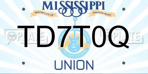 TD7T0Q Mississippi License Plate