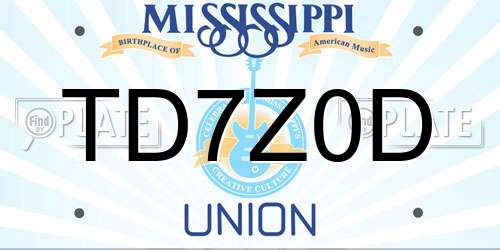 TD7Z0D Mississippi License Plate