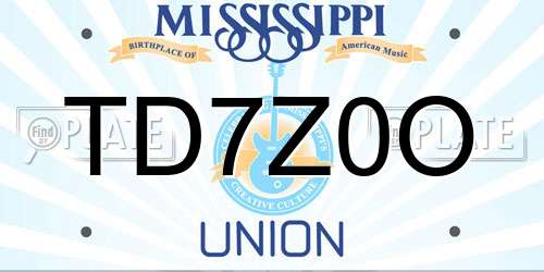 TD7Z0O Mississippi License Plate