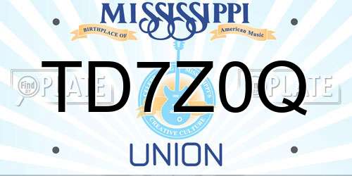 TD7Z0Q Mississippi License Plate
