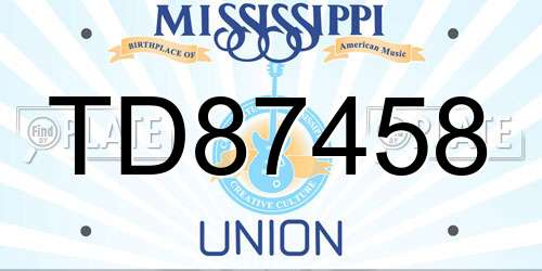 TD87458 Mississippi License Plate