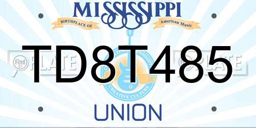 TD8T485 Mississippi License Plate