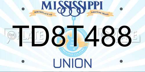TD8T488 Mississippi License Plate