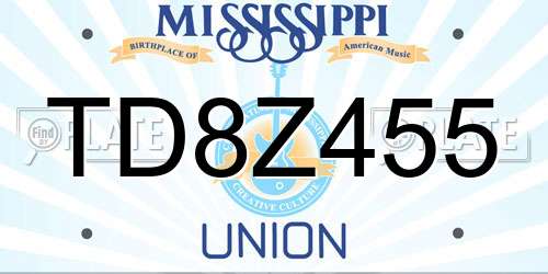 TD8Z455 Mississippi License Plate