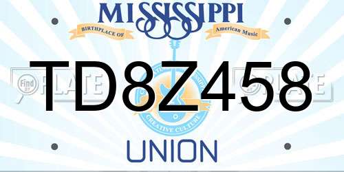 TD8Z458 Mississippi License Plate