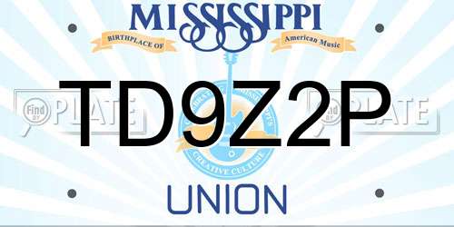 TD9Z2P Mississippi License Plate