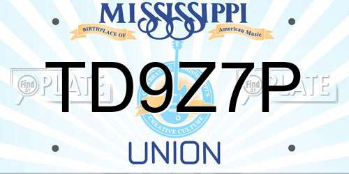 TD9Z7P Mississippi License Plate