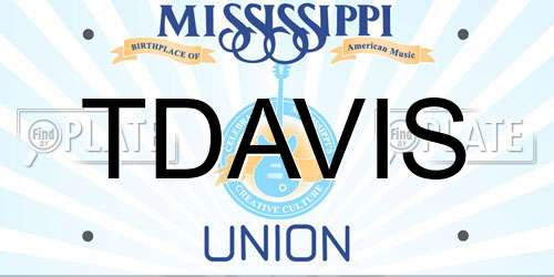 TDAVIS Mississippi License Plate