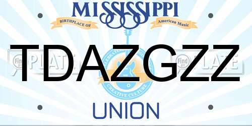 TDAZGZZ Mississippi License Plate
