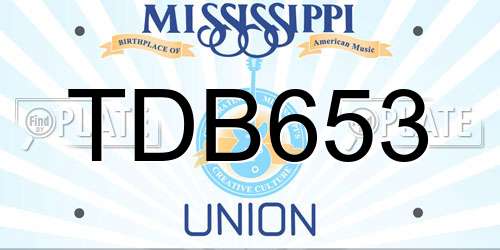 TDB653 Mississippi License Plate