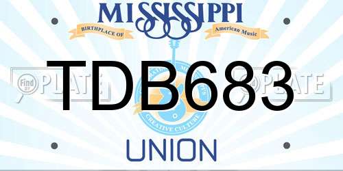 TDB683 Mississippi License Plate