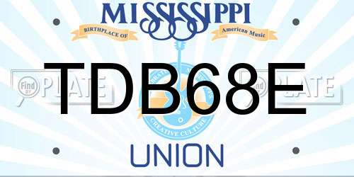 TDB68E Mississippi License Plate