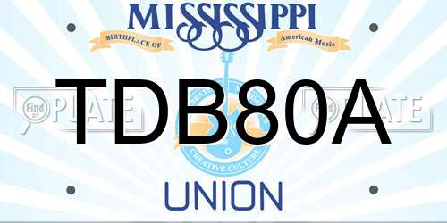 TDB80A Mississippi License Plate
