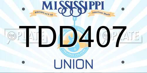 TDD407 Mississippi License Plate