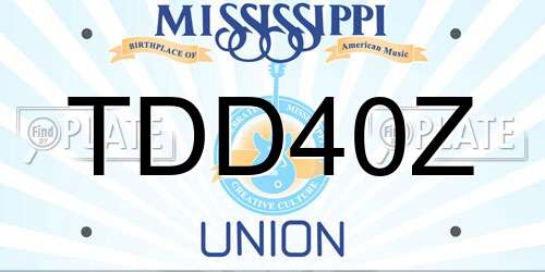 TDD40Z Mississippi License Plate