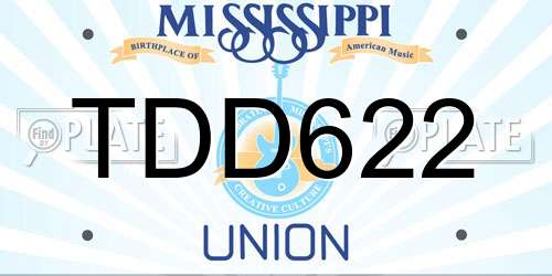 TDD622 Mississippi License Plate