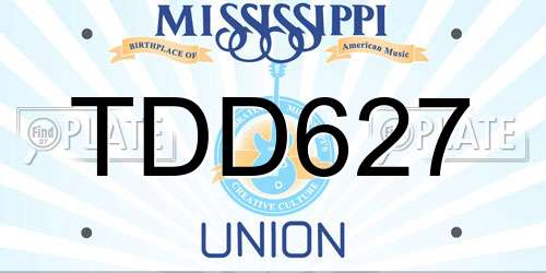 TDD627 Mississippi License Plate