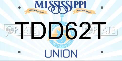 TDD62T Mississippi License Plate