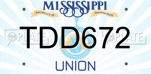 TDD672 Mississippi License Plate
