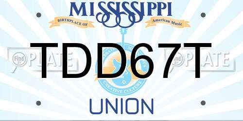 TDD67T Mississippi License Plate