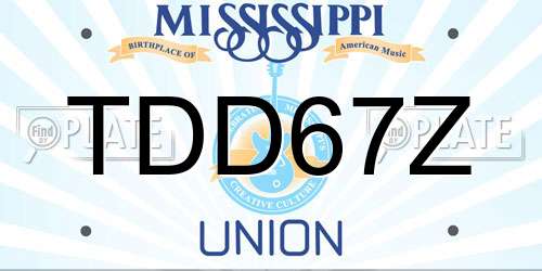 TDD67Z Mississippi License Plate