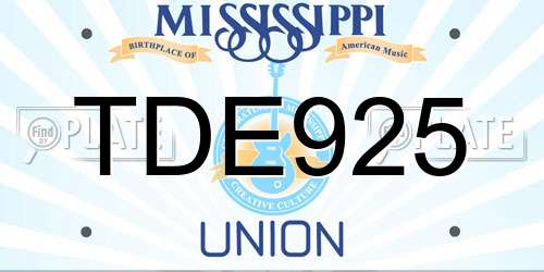 TDE925 Mississippi License Plate