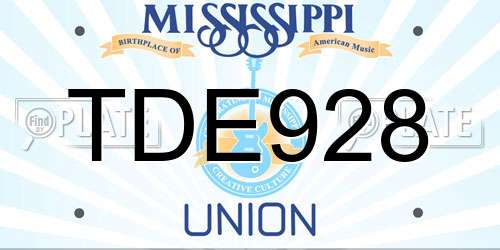 TDE928 Mississippi License Plate