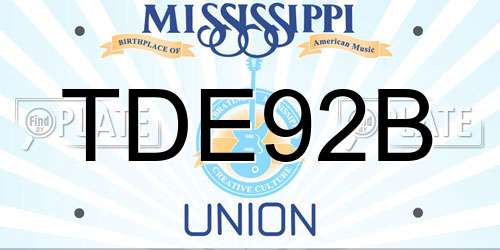 TDE92B Mississippi License Plate