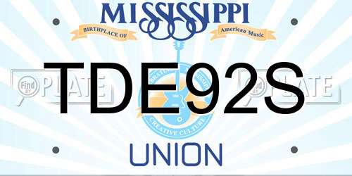 TDE92S Mississippi License Plate