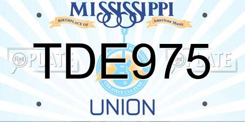 TDE975 Mississippi License Plate
