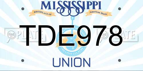 TDE978 Mississippi License Plate