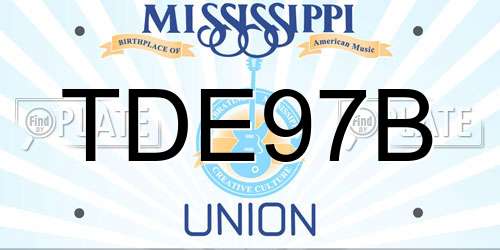 TDE97B Mississippi License Plate