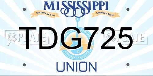 TDG725 Mississippi License Plate