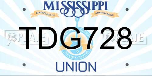 TDG728 Mississippi License Plate