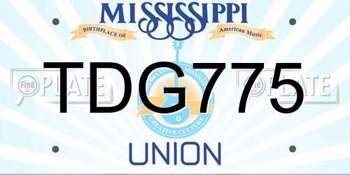 TDG775 Mississippi License Plate