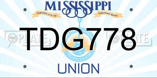 TDG778 Mississippi License Plate