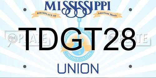 TDGT28 Mississippi License Plate