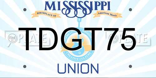 TDGT75 Mississippi License Plate