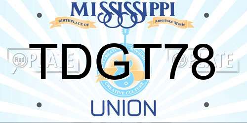 TDGT78 Mississippi License Plate