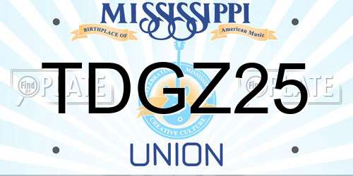 TDGZ25 Mississippi License Plate