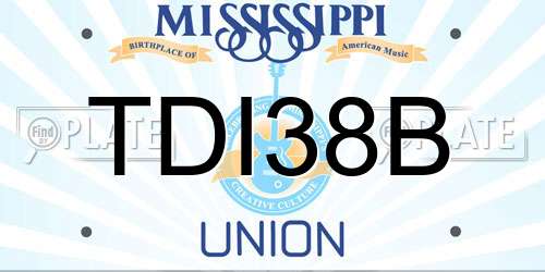TDI38B Mississippi License Plate