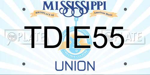 TDIE55 Mississippi License Plate